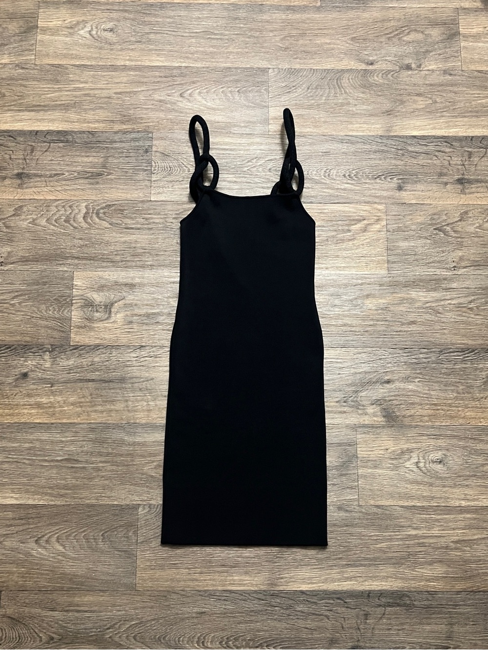 Alice + Olivia Alina Midi Dress Cord Strap Size XS Black Bodycon Sleeveless LBD - Picture 5 of 7